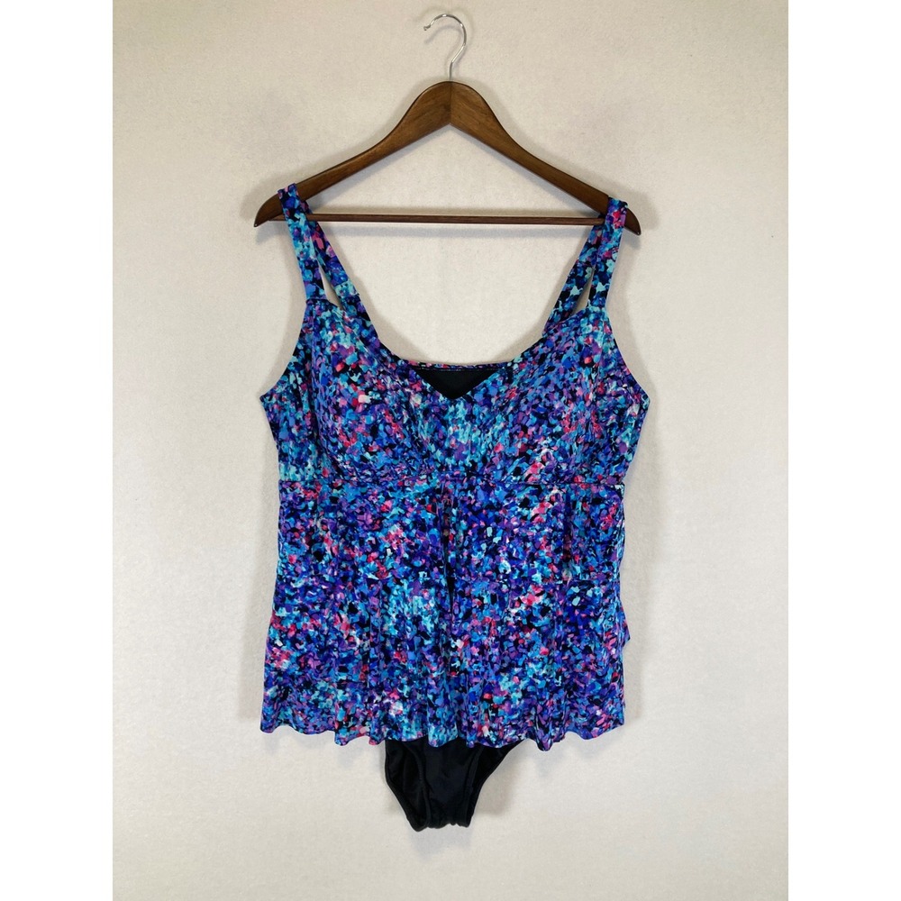 Abstract Mosaic Bal Harbour Swim Women 20 Multicolor Tiered Ruffle Swimdress